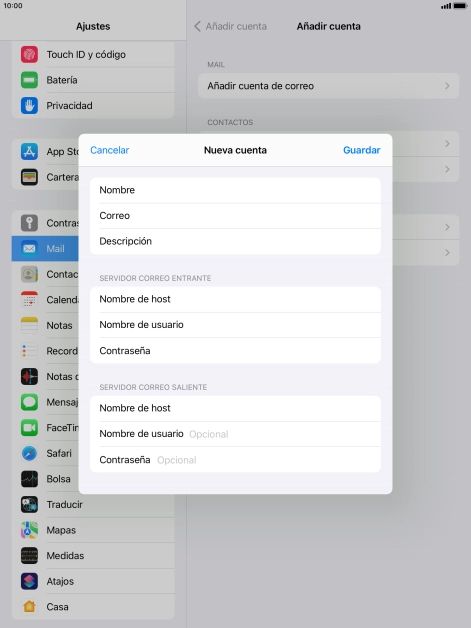Pulsa Nombre de usuario e introduce el nombre de usuario de tu cuenta de correo electrónico.