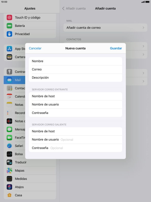 Pulsa Nombre de usuario e introduce el nombre de usuario de tu cuenta de correo electrónico.