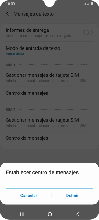 Introduce +34607003110 y pulsa Definir.