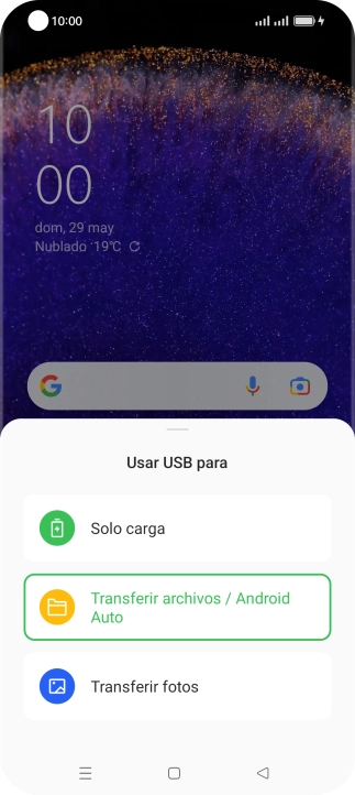 Pulsa Transferir archivos / Android Auto.