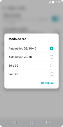 Pulsa el tipo de red deseado.