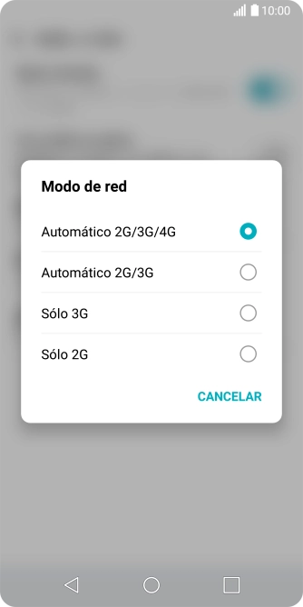 Pulsa el tipo de red deseado.