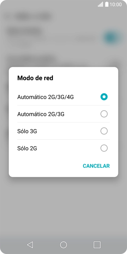 Pulsa el tipo de red deseado.