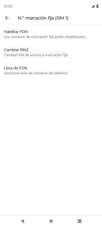 Pulsa Habilitar FDN para activar la marcación fija.