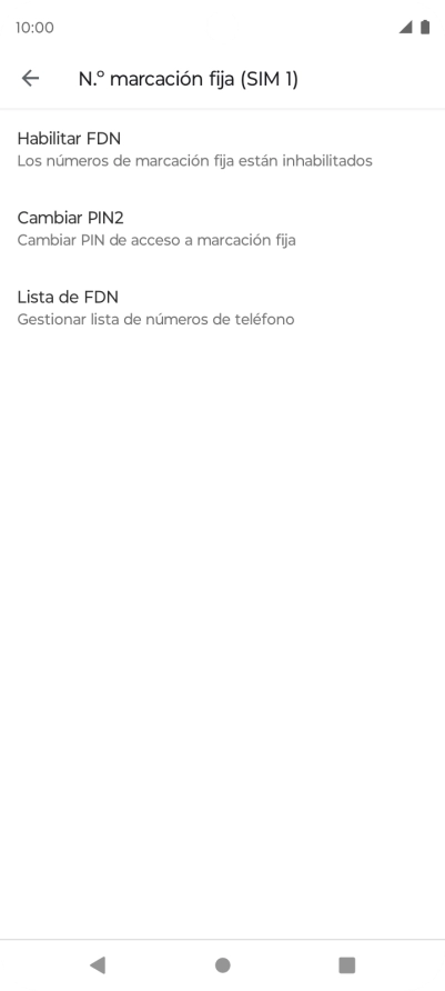 Pulsa Habilitar FDN para activar la marcación fija.