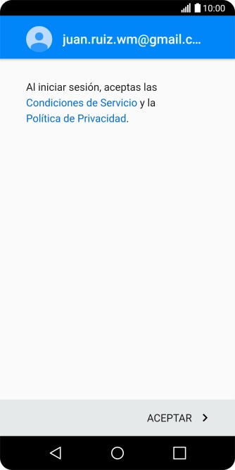 Pulsa ACEPTAR y sigue las indicaciones de la pantalla para seleccionar los ajustes de tu cuenta de Google.