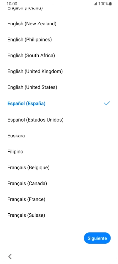 Pulsa el idioma deseado.