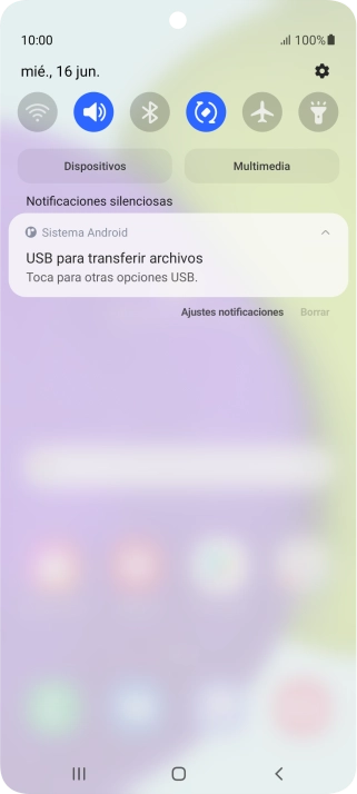 Pulsa Toca para otras opciones USB..