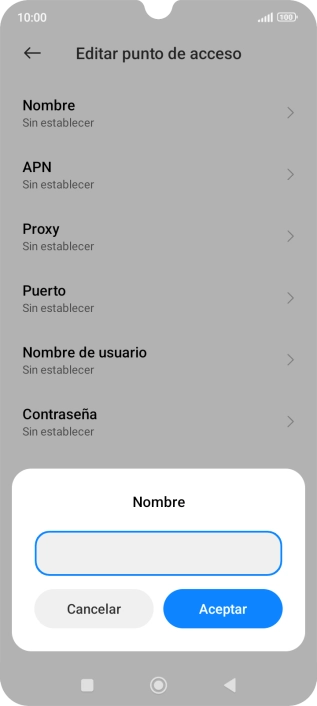 Introduce Vodafone Internet y pulsa Aceptar.