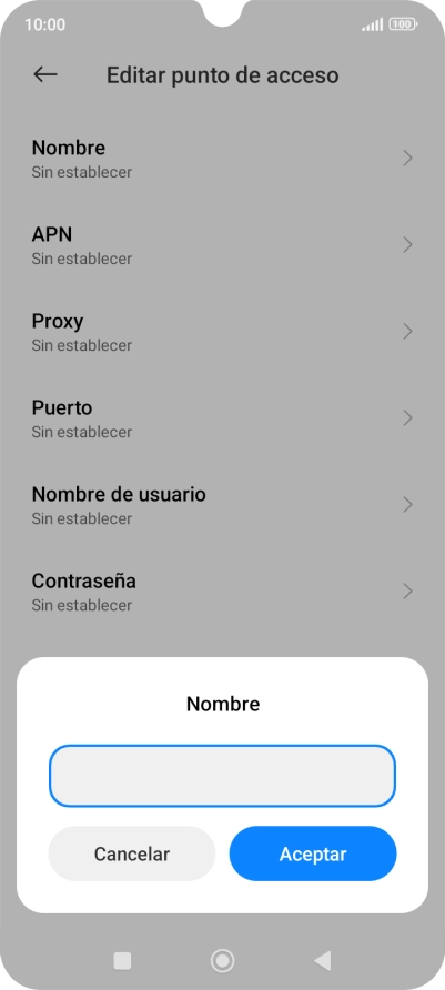 Introduce Vodafone Internet y pulsa Aceptar.