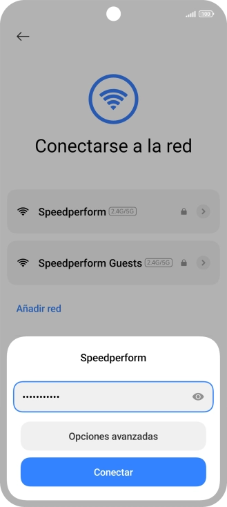 Introduce la contraseña de la red wifi y pulsa Conectar.