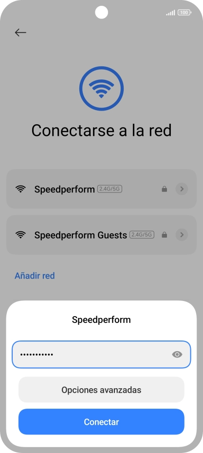 Introduce la contraseña de la red wifi y pulsa Conectar.