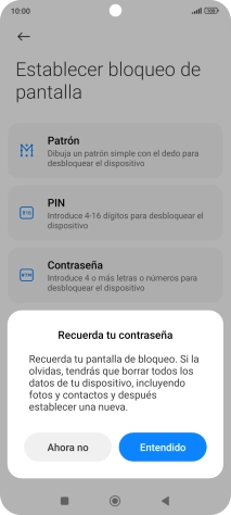 Pulsa Entendido y sigue las indicaciones de la pantalla para crear un código de seguridad del teléfono adicional.