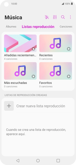 Pulsa una categoría y desplázate al archivo de música deseado.