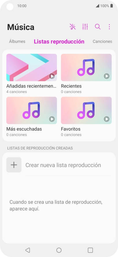Pulsa una categoría y desplázate al archivo de música deseado.