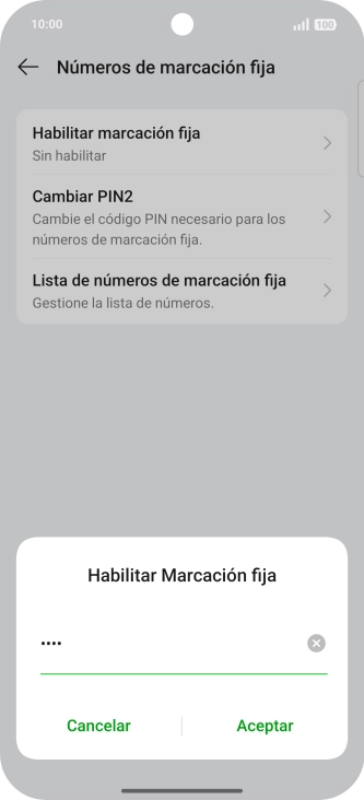 Introduce el código PIN2 y pulsa Aceptar.