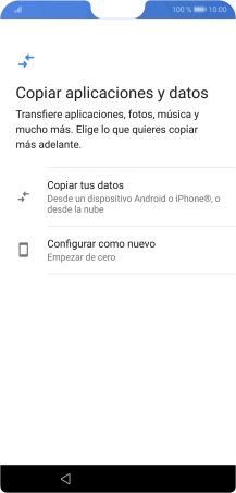 Puedes transferir el contenido de otro teléfono cuando activas tu teléfono por primera vez y cuando lo has restablecido. Cuando aparezca en la pantalla del teléfono esta imagen, ya está listo para la transmisión del contenido del otro teléfono.