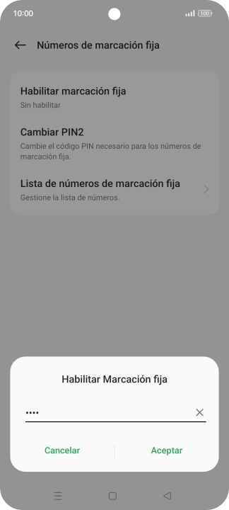 Introduce el código PIN2 y pulsa el icono de aceptar.