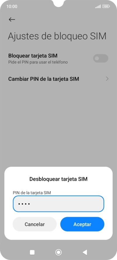 Introduce tu código PIN y pulsa Aceptar.