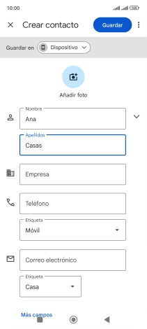 Pulsa Teléfono e introduce el número de teléfono deseado.