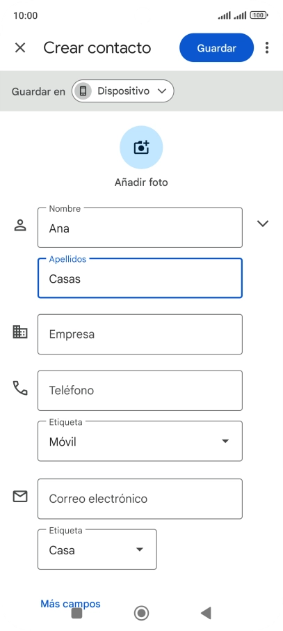 Pulsa Teléfono e introduce el número de teléfono deseado.