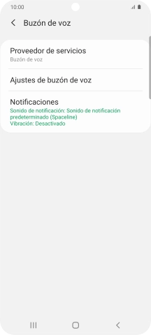 Pulsa Ajustes de buzón de voz.