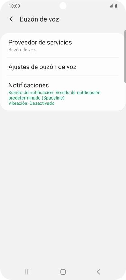 Pulsa Ajustes de buzón de voz.