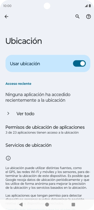 Pulsa Permisos de ubicación de aplicaciones.
