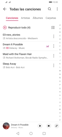 Pulsa una categoría y desplázate al archivo de música deseado.