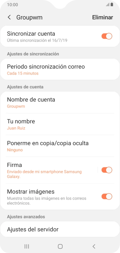 Pulsa Nombre de cuenta.