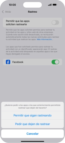 Si desactivas la función, pulsa el ajuste deseado.