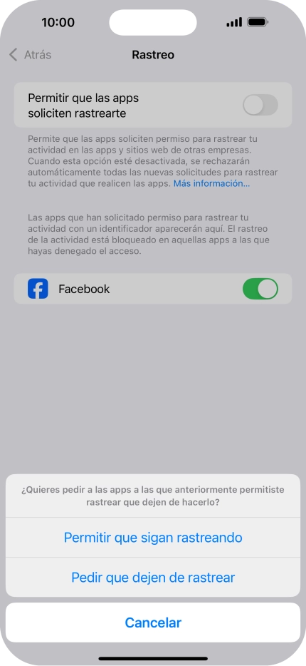 Si desactivas la función, pulsa el ajuste deseado.