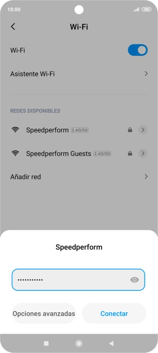 Introduce la contraseña de la red wifi y pulsa Conectar.