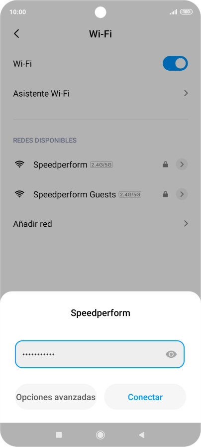 Introduce la contraseña de la red wifi y pulsa Conectar.
