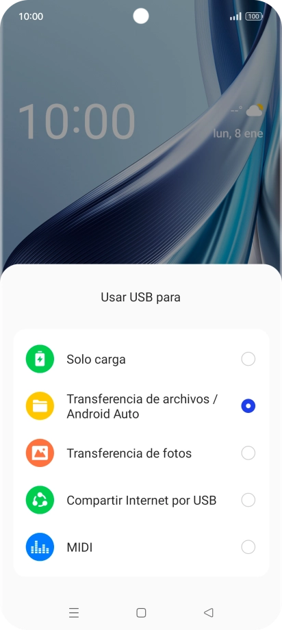 Pulsa Transferencia de archivos / Android Auto.