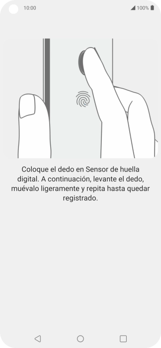 Sigue las indicaciones de la pantalla para crear una huella digital como código de seguridad.