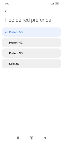 Pulsa el tipo de red deseado.