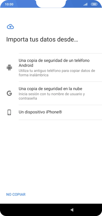 Pulsa la opción deseada y sigue las indicaciones de la pantalla para transferir contenido desde el otro teléfono y finalizar la activación de tu teléfono.