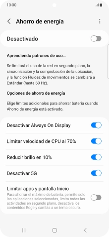Pulsa el indicador junto a los ajustes deseados.