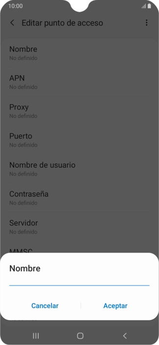 Introduce Vodafone Internet y pulsa Aceptar.