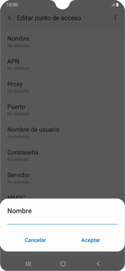 Introduce Vodafone Internet y pulsa Aceptar.