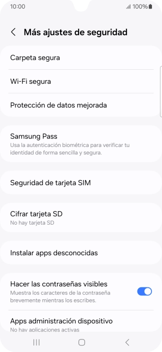 Pulsa Seguridad de tarjeta SIM.
