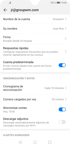 Pulsa Nombre de la cuenta e introduce el nombre de la cuenta de correo electrónico.