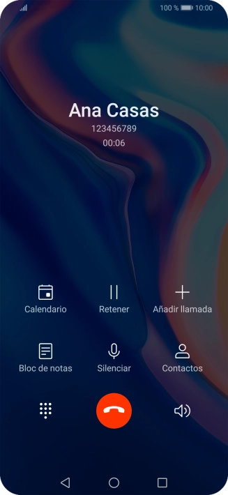 Pulsa el icono de finalizar llamada.