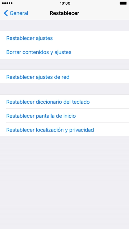 Pulsa Restablecer ajustes.