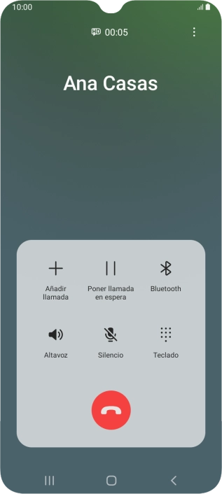 Pulsa el icono de finalizar llamada.
