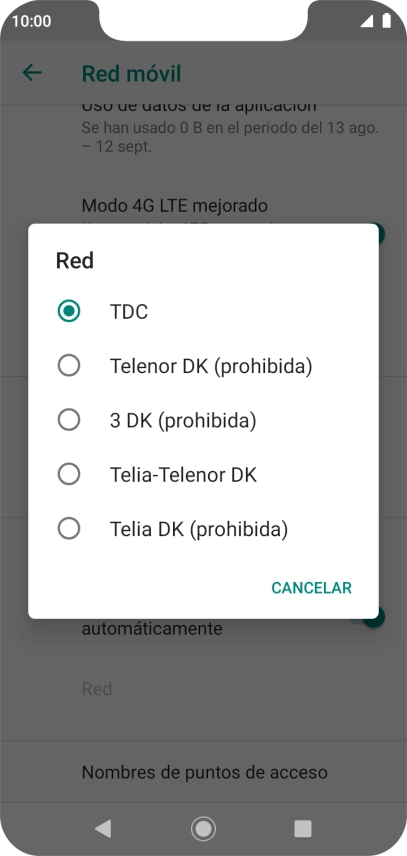 Pulsa la red deseada.