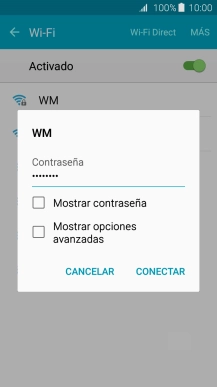 Introduce la contraseña de la red wifi y pulsa CONECTAR.