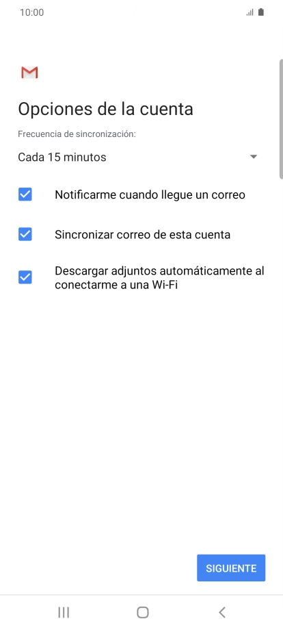 Si aparece en la pantalla esta imagen, tu cuenta de correo electrónico ha sido reconocida y configurada automáticamente. Sigue las indicaciones de la pantalla para introducir más información y terminar la configuración.