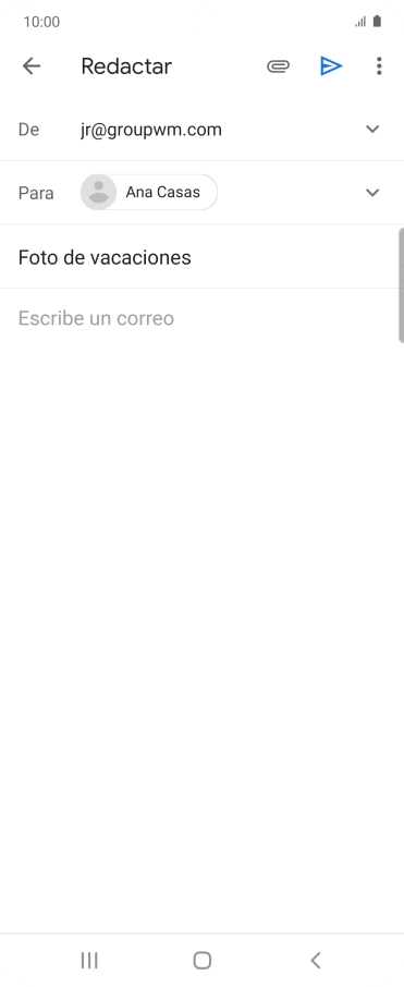 Pulsa en el campo de escritura  y escribe el texto del correo electrónico.